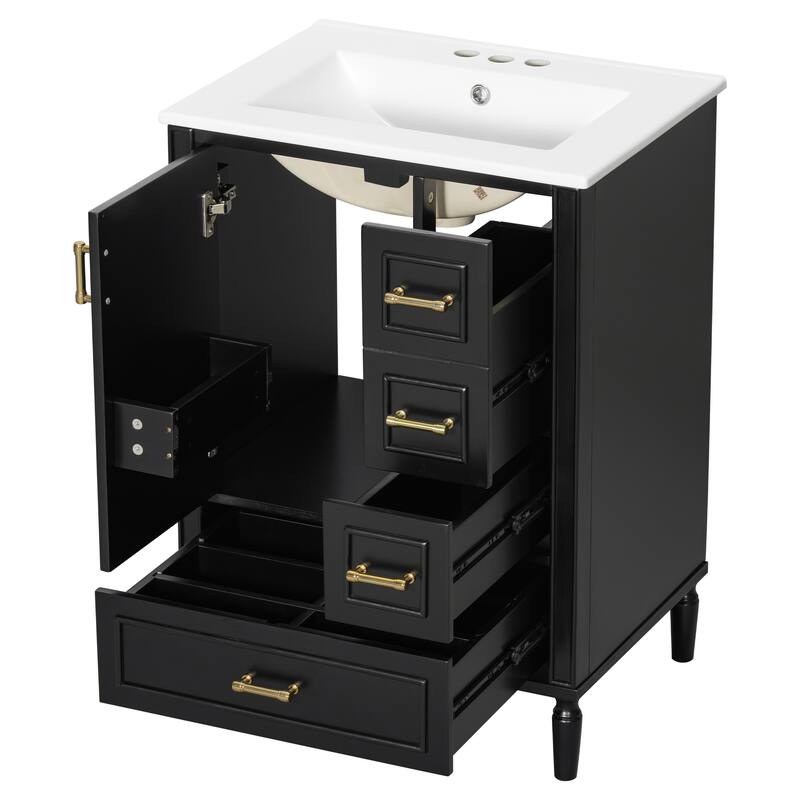 Modern 24" Bathroom Vanity with Ceramic Sink