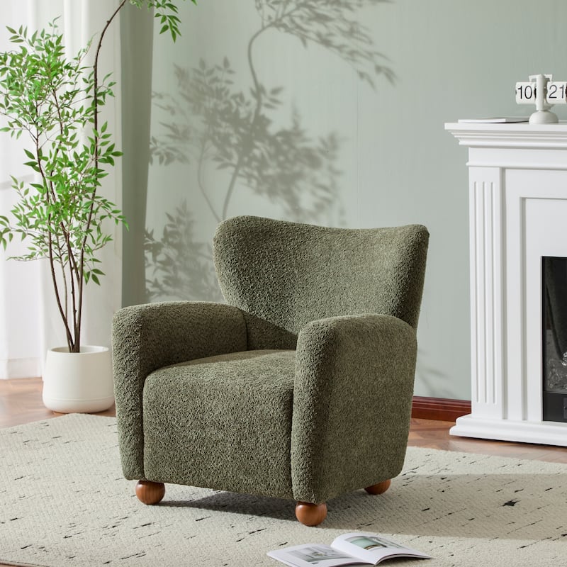 Christopher Knight Home - Eulalia Wingback Boucle Armchair - Olive Green