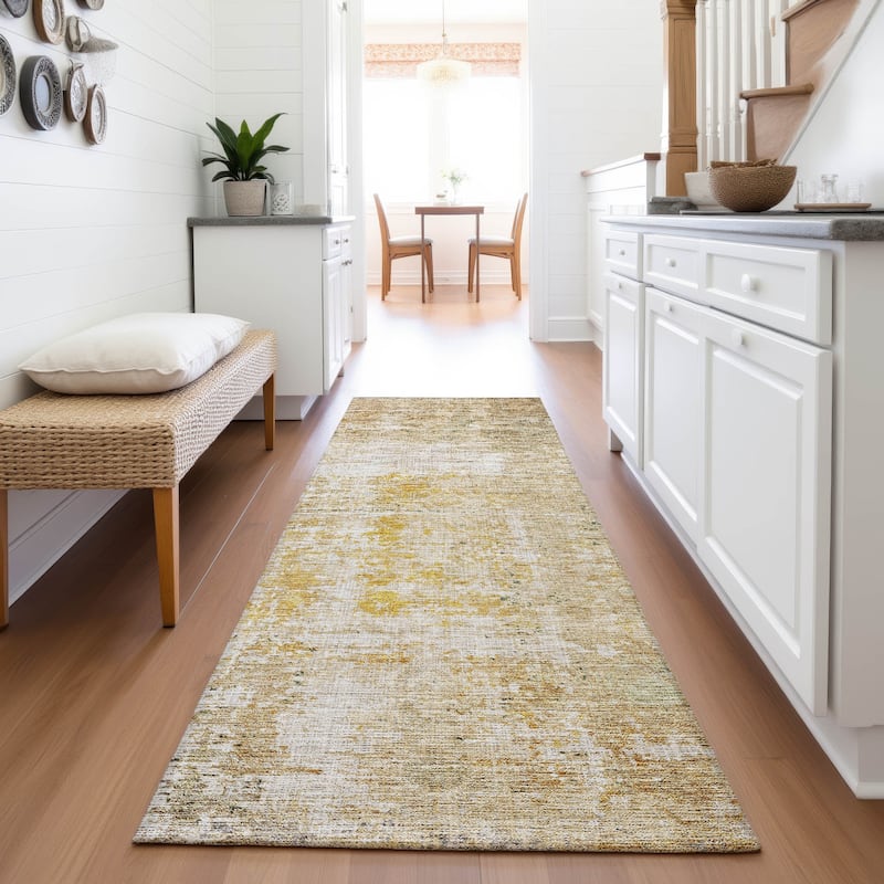 Premium Washable Super Soft Vintage Geometric Mayfield Rug - Gold - 2'3" x 7'6"