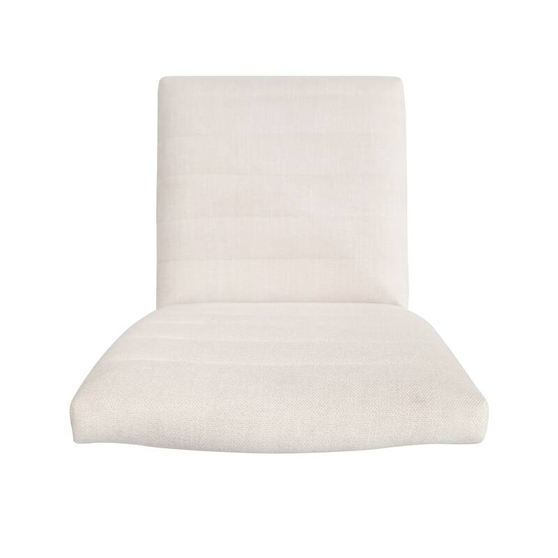 Roomfitters Mid-Century Modern Upholstered Dining Chairs with Channel Stitching and Wood Legs, Light Beige, Set of 2