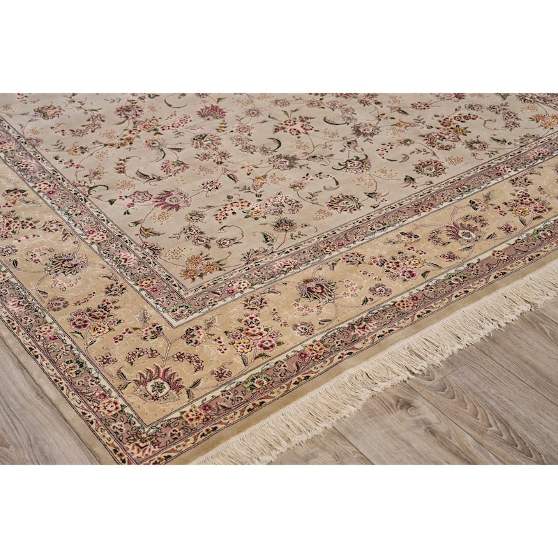 EXQUISITE RUGS ONE-OF-A-KIND Super Fine Isfahan Hand Knotted Beige Rug - 8'x10'
