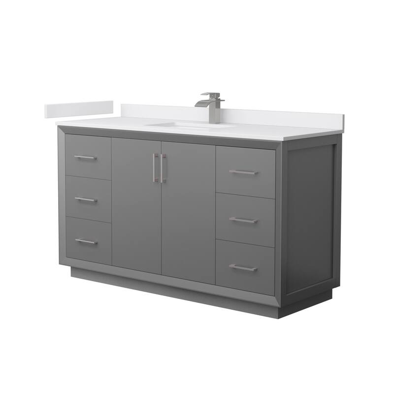 Wyndham Collection WCF414160S-VCA-UNSMXX Strada 60" Free Standing - Dark Gray / White Cultured Marble Top / Brushed - Painted