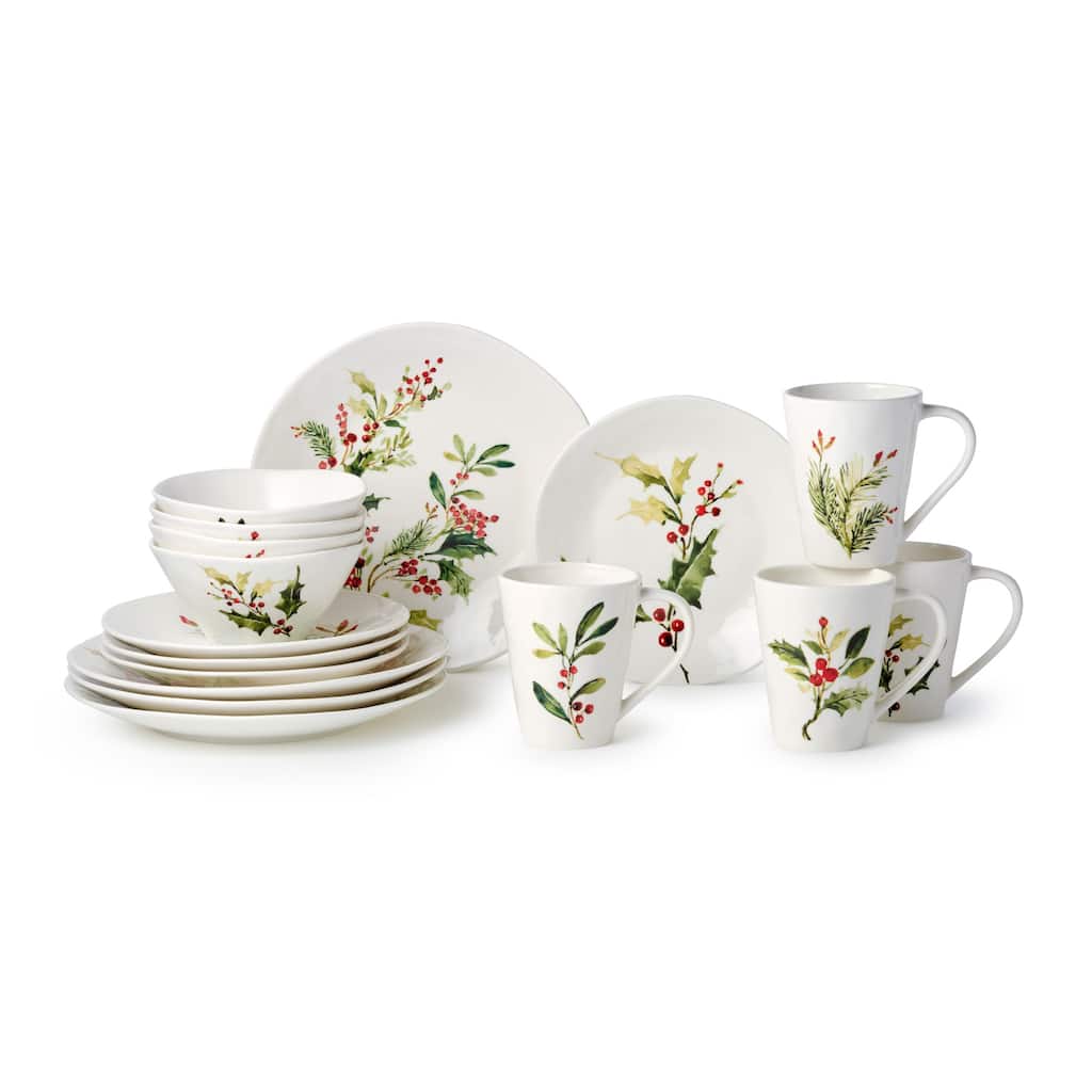 Certified International Holly And Vines 16pc Dinnerware Set, Service for 4