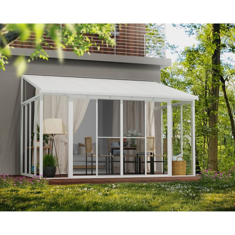 SanRemo 10 ft. White/White Sunroom, Patio Enclosure and Solarium