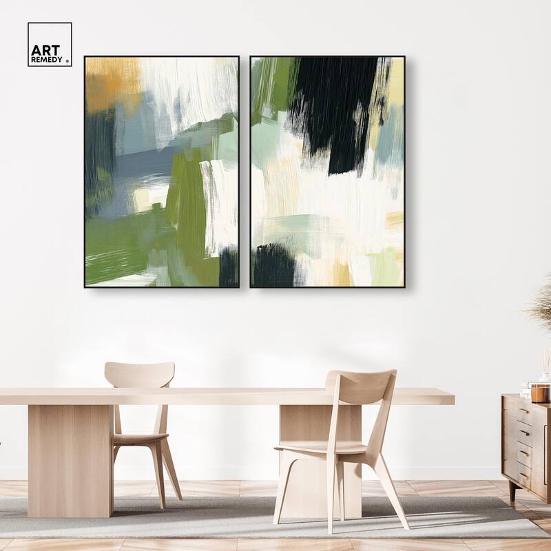Textured Greens I Canvas Set of 2 by Art Remedy