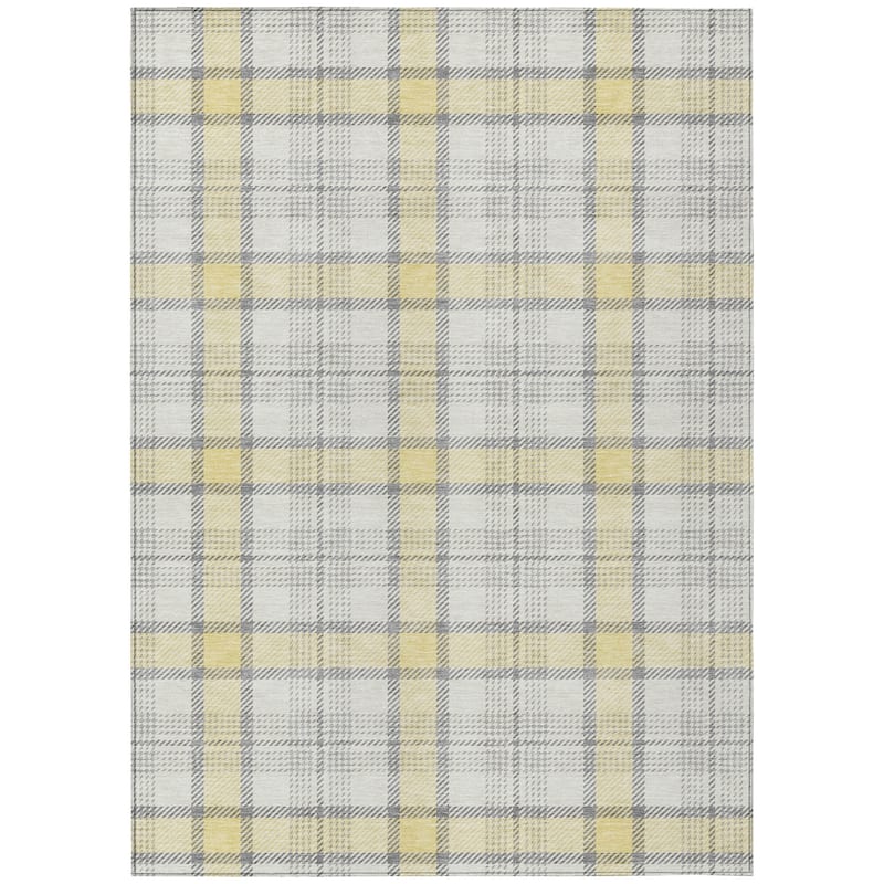 Machine Washable Indoor/ Outdoor Casual Plaid Chantille Rug