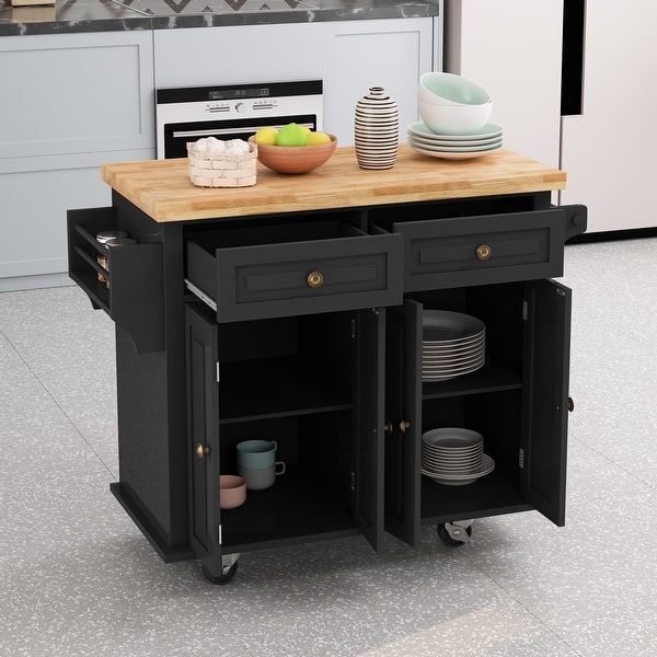 Kitchen Island Cart with Two Storage and Two Locking Wheels On Sale Bed Bath