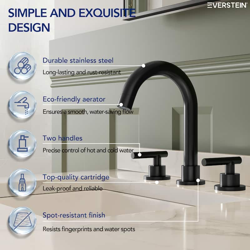 Widespread Bathroom Faucet 3 Hole, 2-Handle Bathroom Sink Faucet