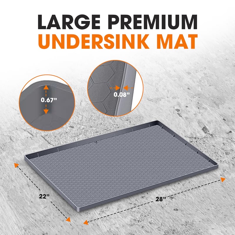 Cheer Collection Waterproof Silicone Under Sink Mat with Raised Edges