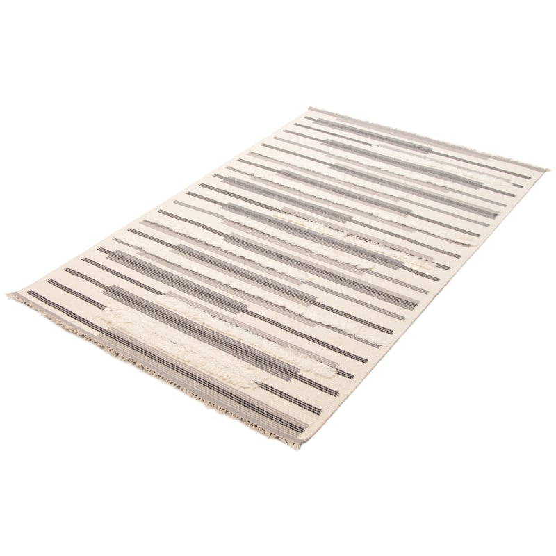 ECARPETGALLERY Hand Tufted Timeless Cream Wool Rug - 5'2 x 8'2