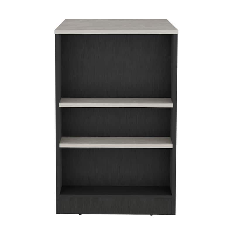 TUHOME Portree Kitchen Island with 3 Side Shelves