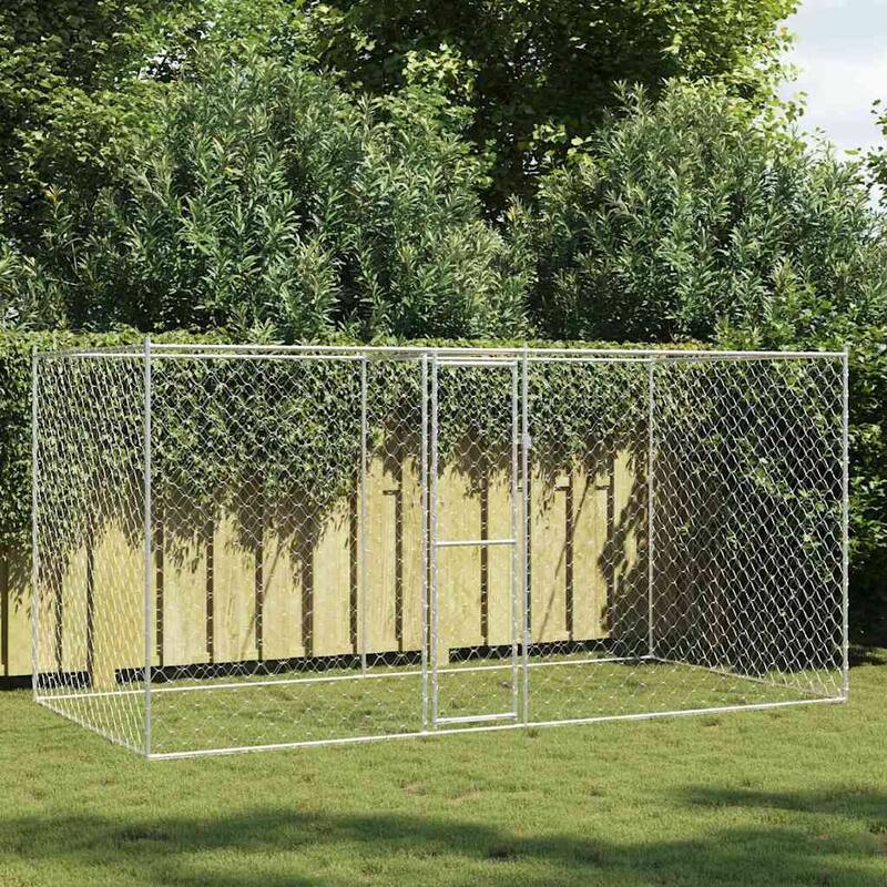 Dog Cage Silver 400/600/800 x 200 x 256 cm Galvanised Steel - 400 x 200 x 256 cm