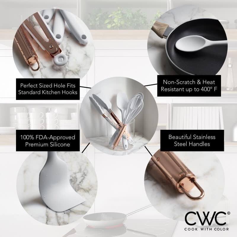 COOK WITH COLOR Silicone Kitchen Utensil Set Nonstick Safe, Easy-Clean Cooking Tools, Aqua