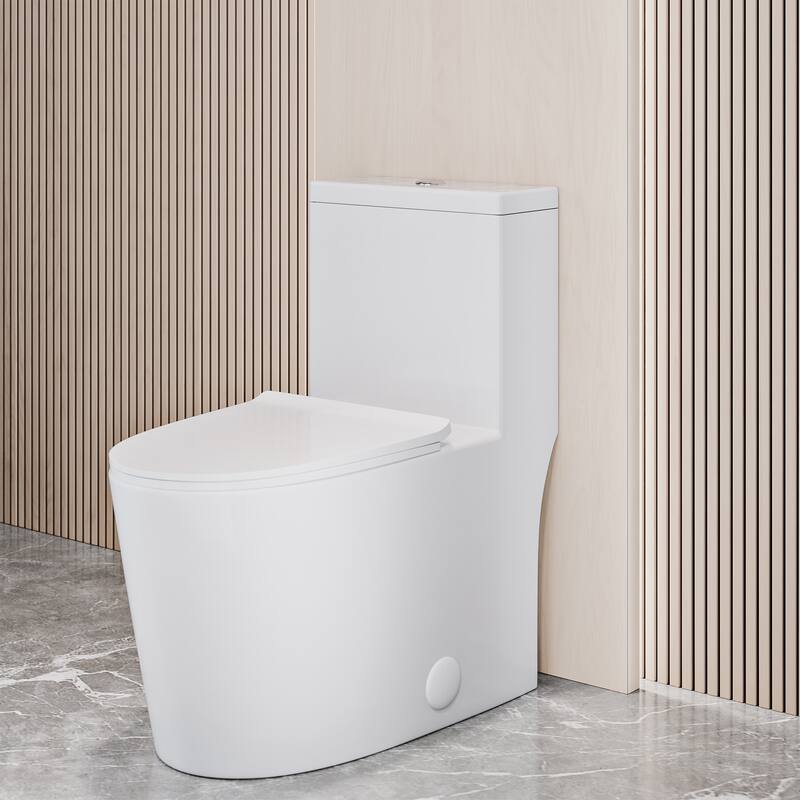 Swiss Madison Dreux High Efficiency One Piece Elongated Toilet with 0.8 GPF Water Saving Elite Technology - White - White