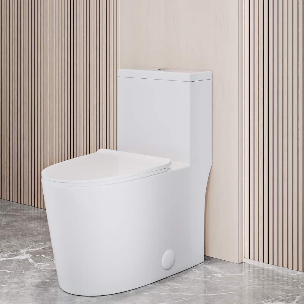 Swiss Madison Dreux High Efficiency One Piece Elongated Toilet with 0.8 GPF Water Saving Elite Technology - White
