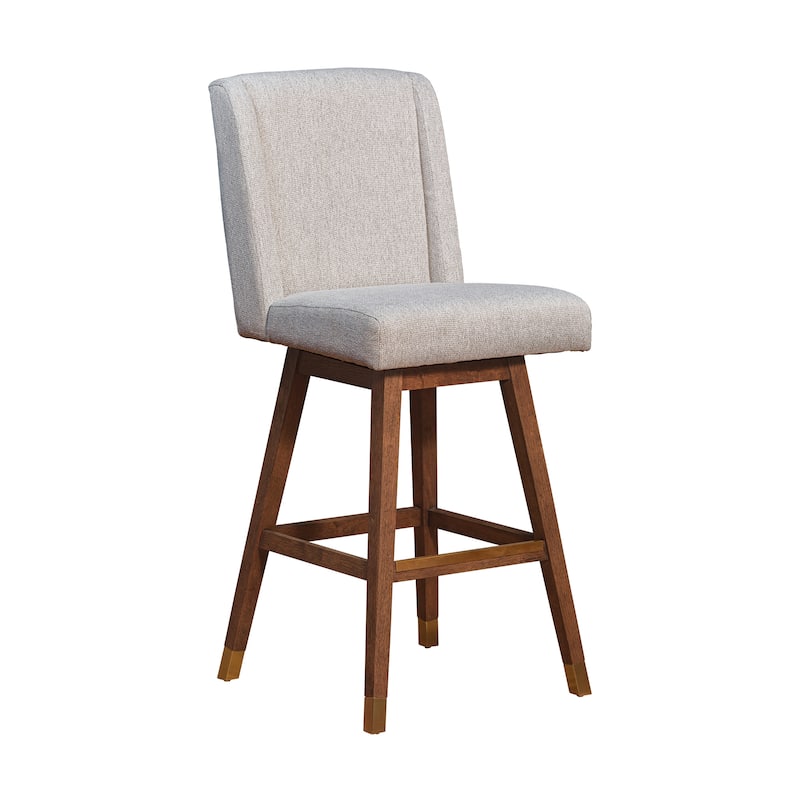 Stancoste Wingback Swivel Bar or Counter Stool with Wood Legs