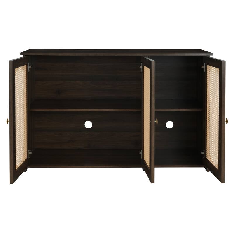 Oval Rattan Doors Sideboard with Adjustable Shelves