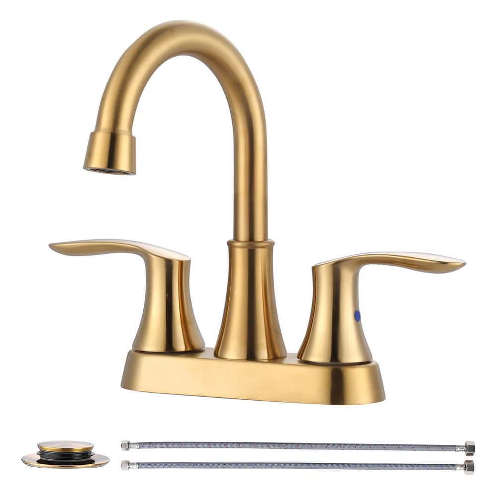 WOWOW 4 in. Centerset Double Handle High Arc Bathroom Faucet