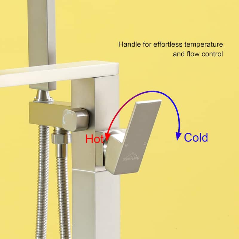 Freestanding Floor Mount Single Handle Bath Tub Filler Bath Tub Faucet