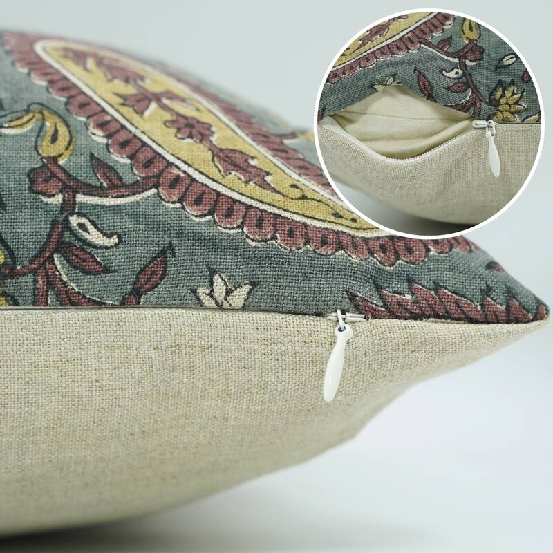 Fabdivine Paisley Home Accent Cushion Cover 12x20 Inch for Soft Pure Linen Sofa, Chair or Couch, Farmhouse Pillowcase, Kiara