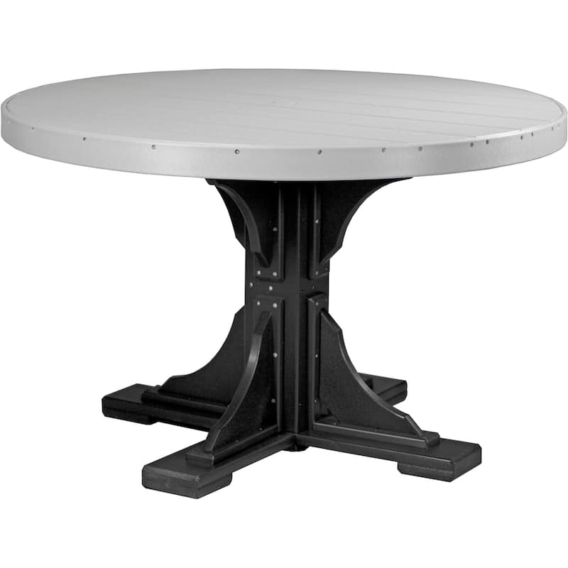 Poly Lumber Round Dining Table Set with Regular Chairs - Dining Height - Dove Grey & Black