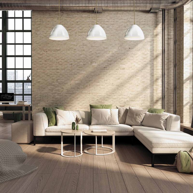 Biba 15 in. 1-Light Brushed Gold Modern Pendant Light Ice Mist Metal Shades