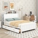 preview thumbnail 1 of 24, Full Size Platform Bed with Drawers and Storage Shelves White