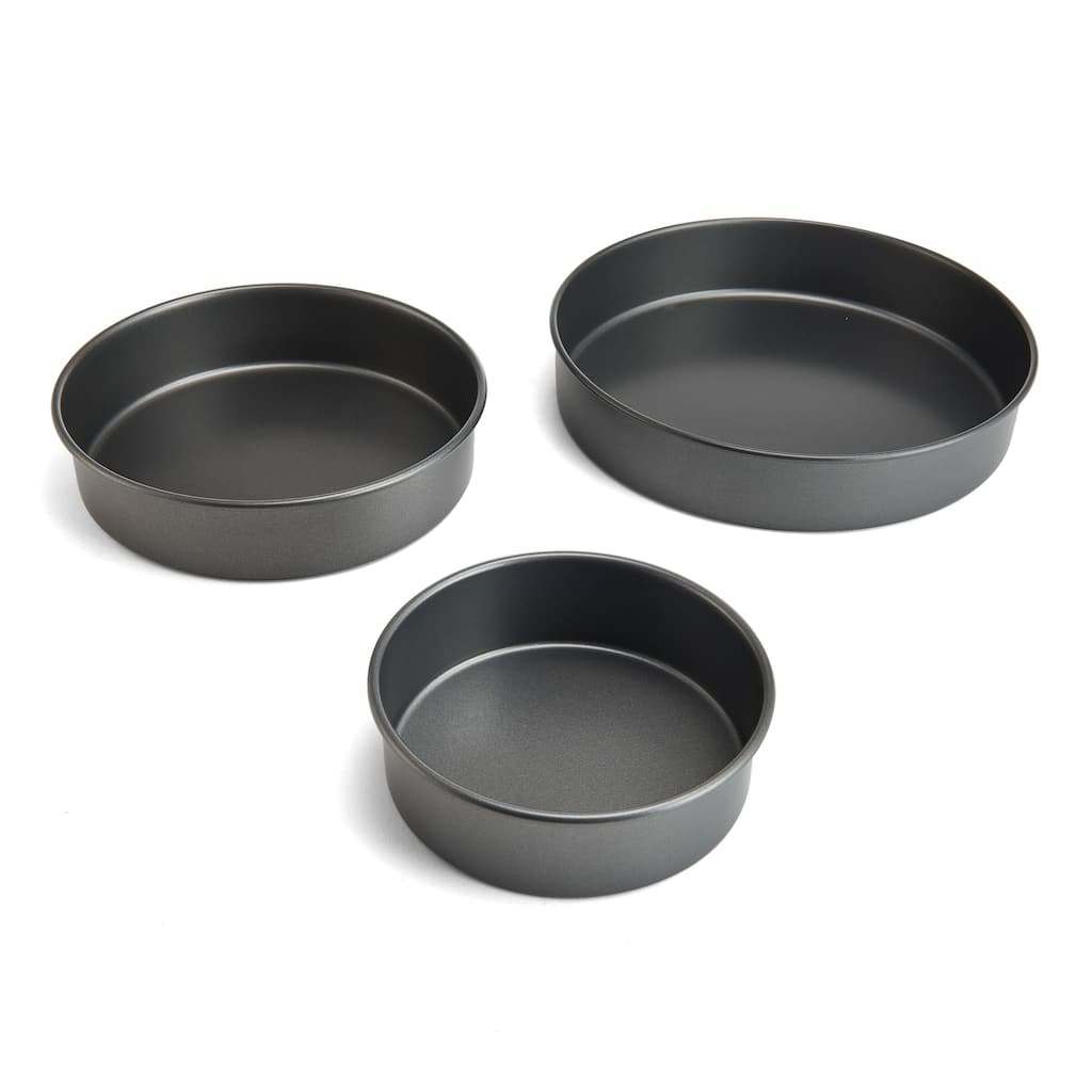 Chicago Metallic 3-Piece Nonstick Round Cake Pan Set, 6,8 & 10 Inch
