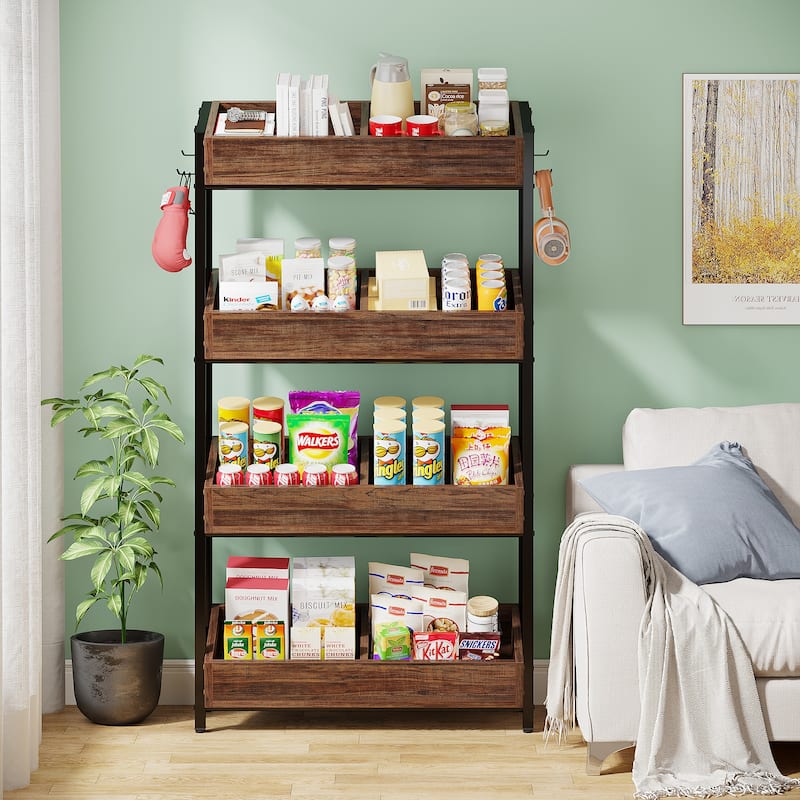 4-Tier Vegetable and Fruit Storage Retail Display Rack Stand
