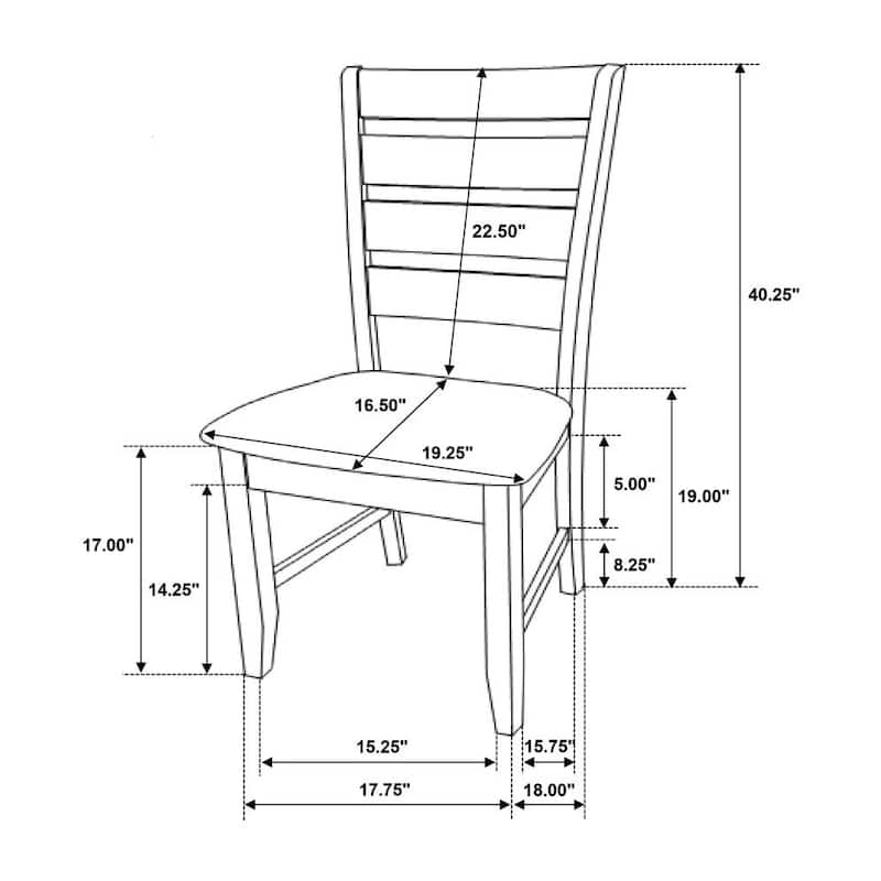 Set of 2 Slat Back Side Chairs in Cappuccino and Black