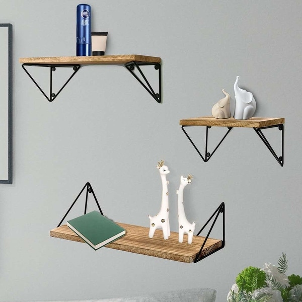 ALEKO Rustic Wood Wall Mount Storage Floating Shelves Set of 3. Opens flyout.