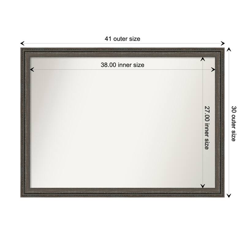 Upcycled Non-Beveled Wood Framed Wall Mirror - Upcycled Brown Grey - Glass Size 38x27