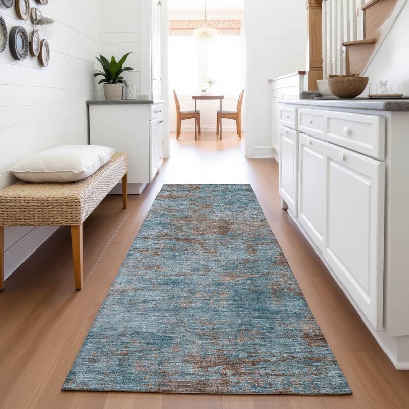 Premium Washable Super Soft Solid Ombre Mayfield Rug - Teal - 2'3" x 7'6"