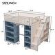 preview thumbnail 3 of 9, Full Size Loft Bed with 2 Four-layer Storage Cabinets and Curtain, White+Blue