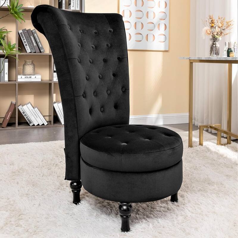 Gosser 20" Wide Velvet Vanity Chair - Black