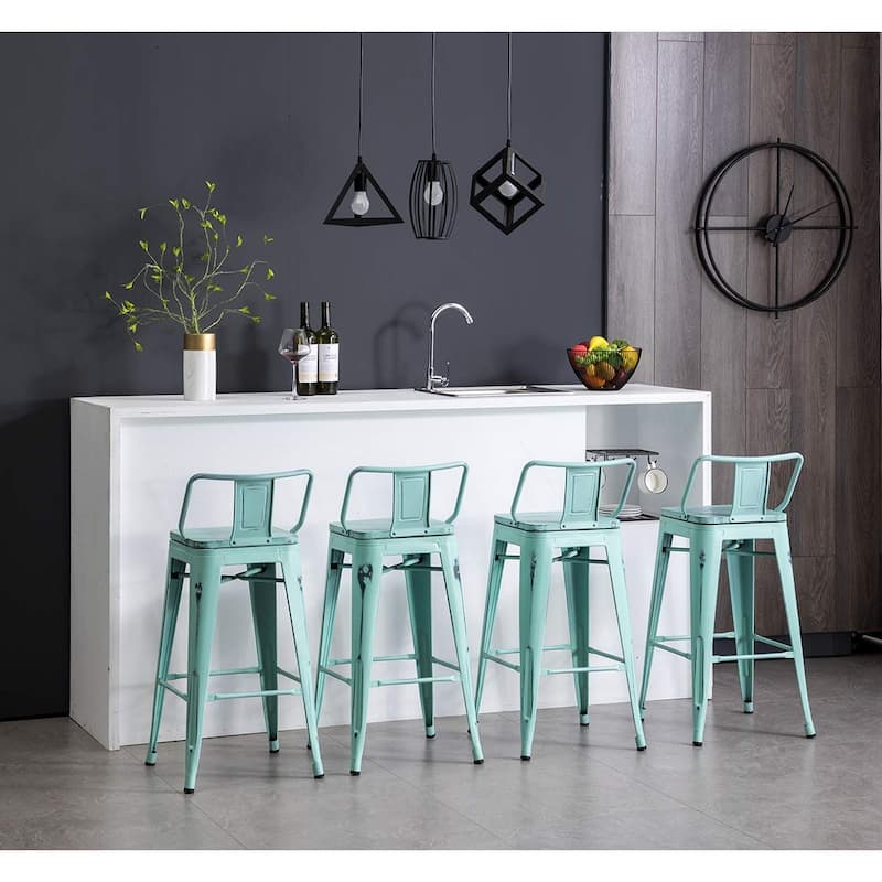 Andeworld Bar Stools 24 Inches Metal bar stools with backs Set of 4