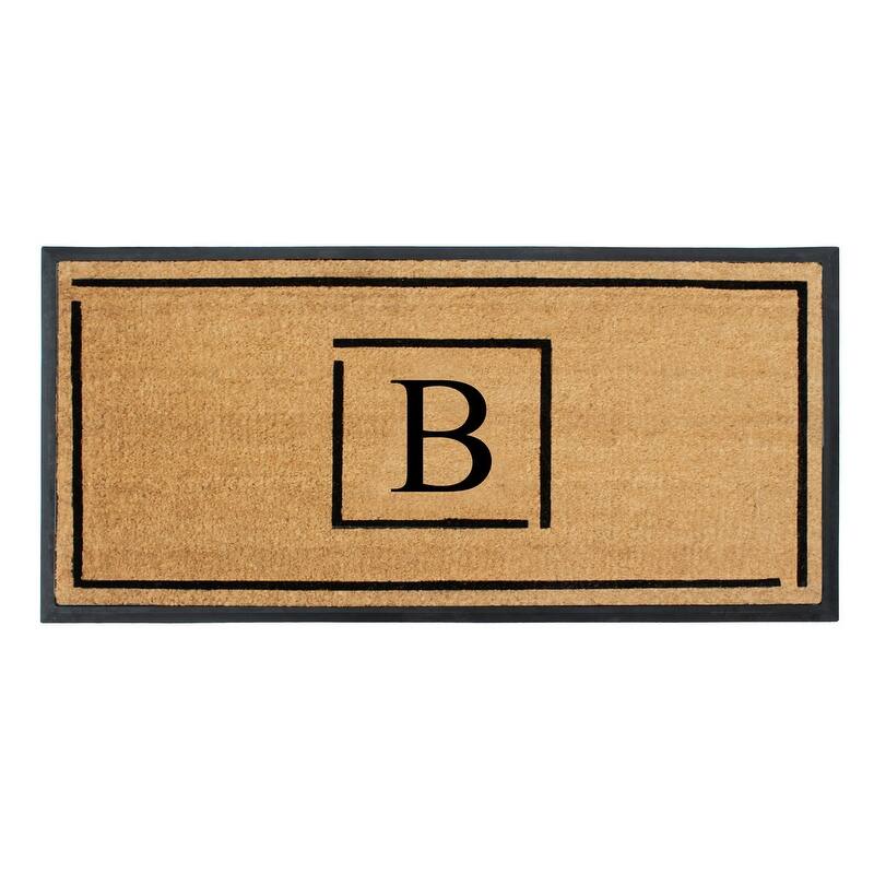 A1HC- Designer Hand-Crafted Rubber Coir Molded Double/Single Door Mat Monogrammed, Perfect and More Functional Size 24x48 Inch - 24"X48" - B