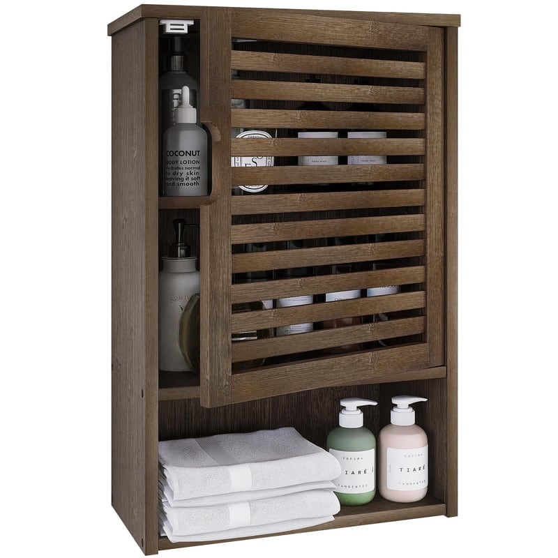 Bathroom Storage Cabinet Wall Mounted - 7.87"D x 15.75"W x 23.62"H - Walnut
