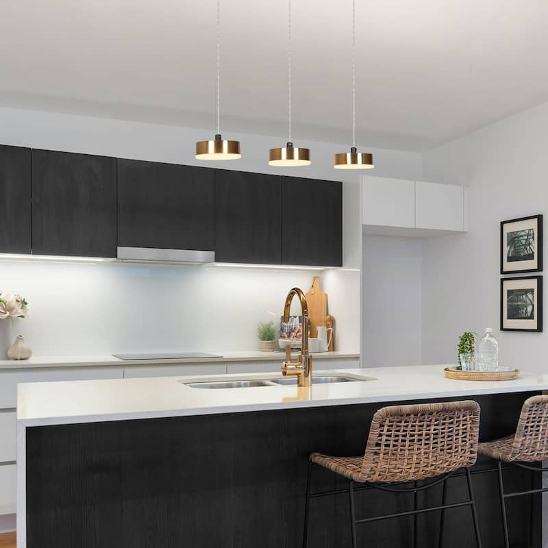 Modern Minimalist 3/5-Light Black Gold LED Chandelier Linear Kitchen Island Pendant Lights for Dining Room