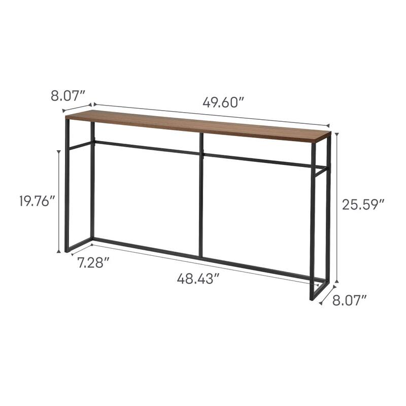 Yamazaki Home Long Console Table - Two Styles, Steel, Open, Holds 11 lbs - L 8.07 x W 49.61 x H 25.59 inches