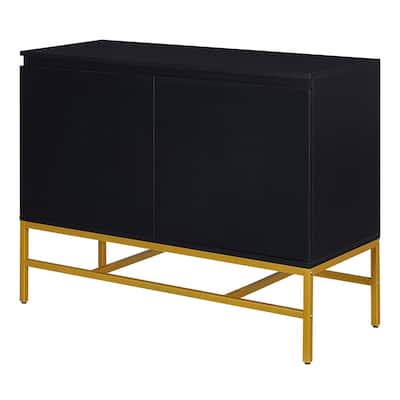 Minimalist & Luxury Cabinet Two Door Sideboard with Gold Metal Legs for Living Room, Dining Room
