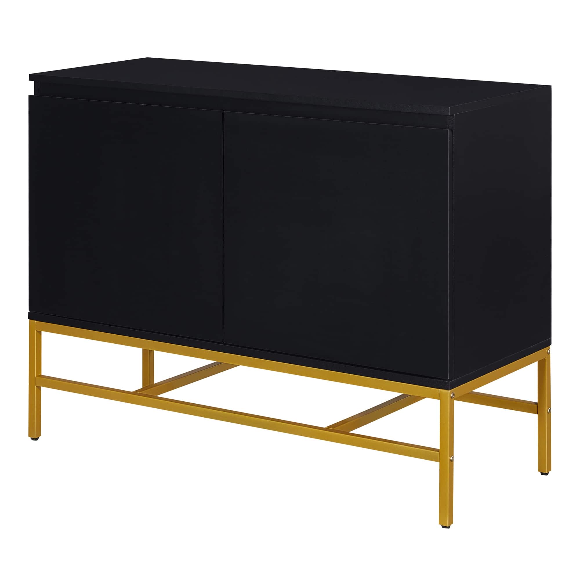 Minimalist Luxury Storage Cabinet Two Door Sideboard with Gold Metal