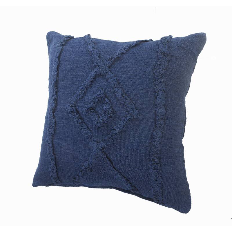 Sevita Solid Decorative Diamond and Bordered Cotton Throw Pillow