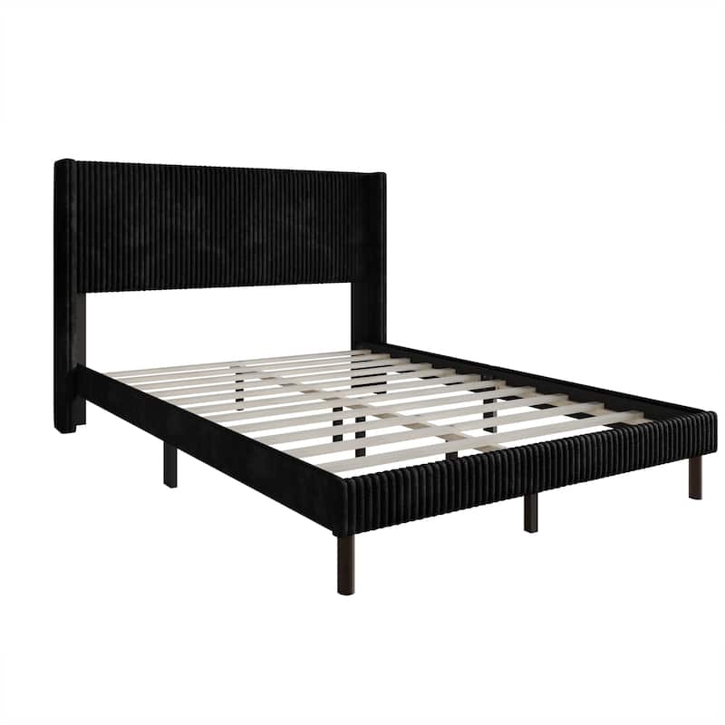 Clayfell Duluth Corduroy Velvet Upholstered Platform Bed