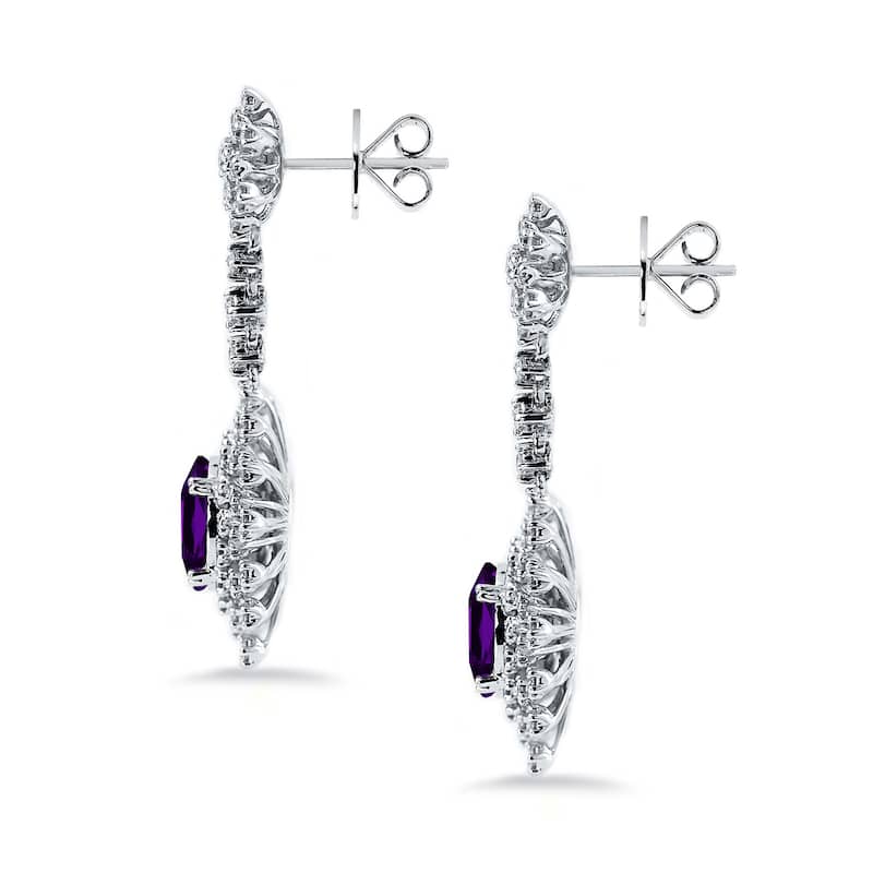 Auriya 4 5/8ct Fancy Oval-cut Amethyst Halo Diamond Drop Earrings 1 7/8ctw 18k Gold
