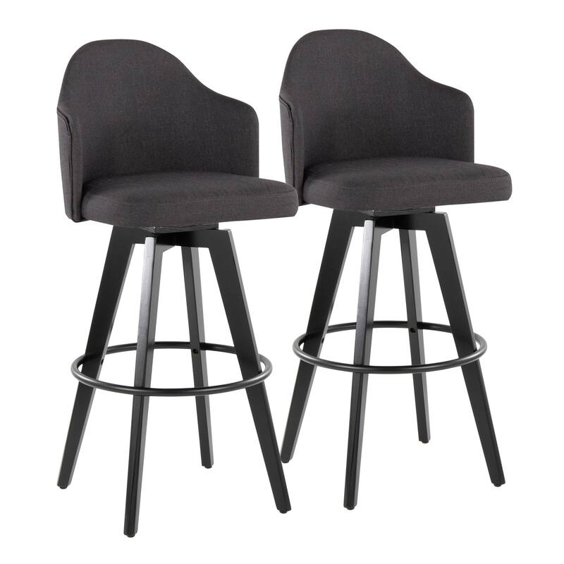 Ahoy Upholstered 30" Fixed-Height Barstool - Set of 2 - Charcoal