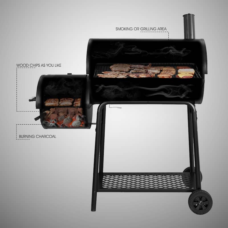 Royal Gourmet Charcoal Grill with Barrel Offset Smoker