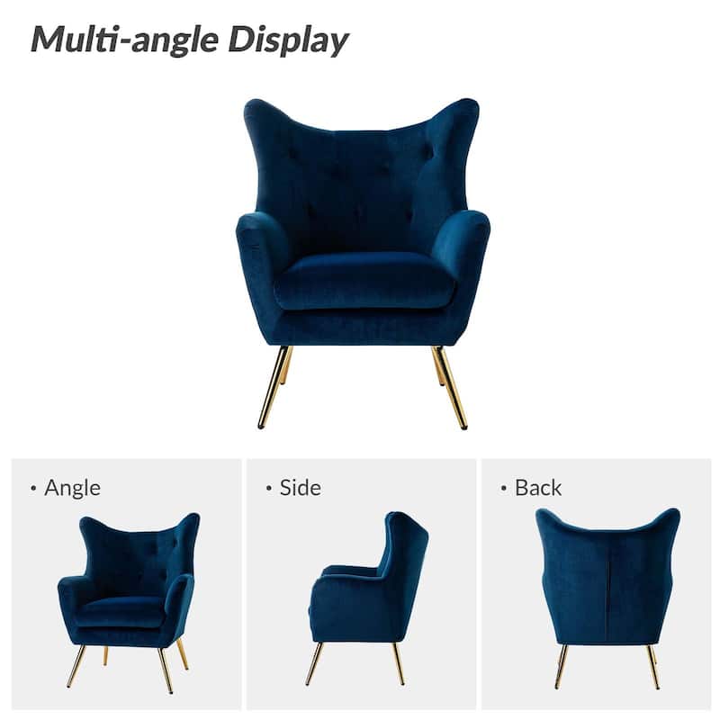 Eusebio Modern Velvet Accent Chair with Tufted Wingback for Living Room Set of 2 by HULALA HOME