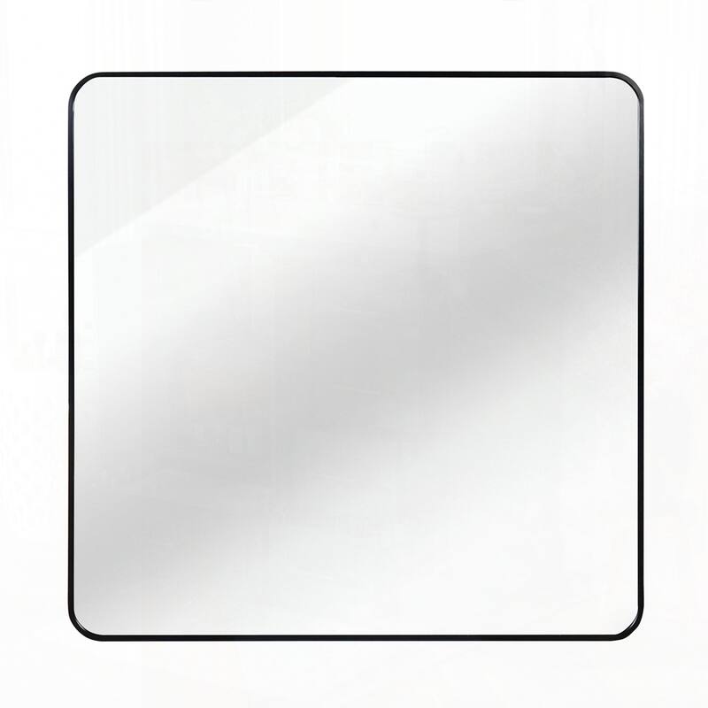 Metal Framed Round Bathrrom Mirror - 30 Inch Black Square