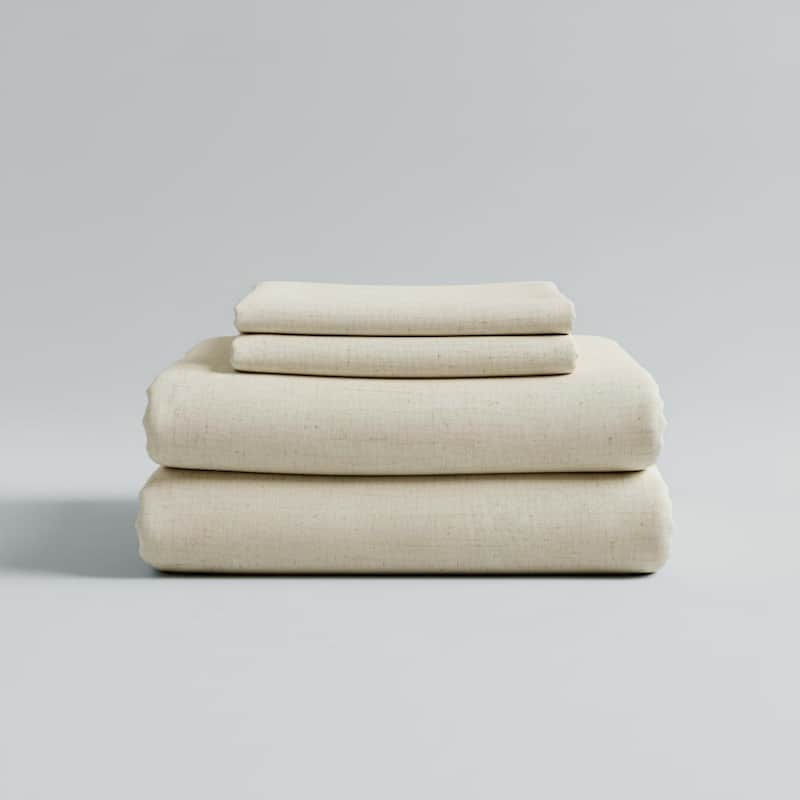 Highland Feather Bamboo Linen 3-Piece Fitted Sheet Set - 1 Fitted Sheet & 2 Pillowcases